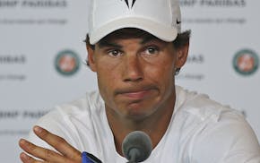 Nine-time champion Rafael Nadal announces he is pulling out of the French Open because of an injury to his left wrist during a press conference at the