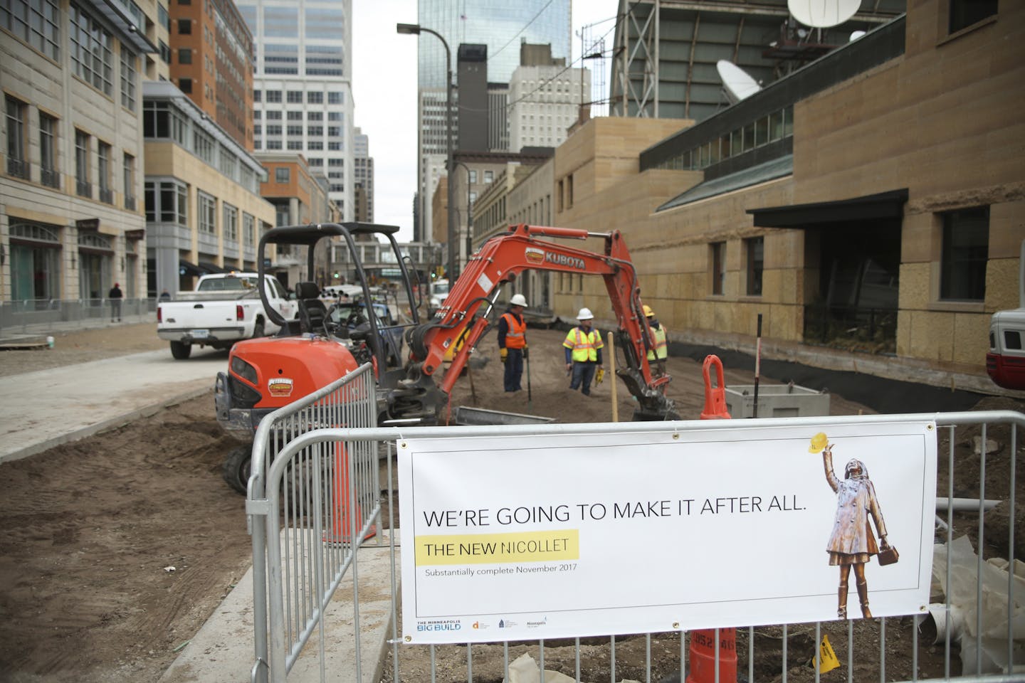 Mayor Betsy Hodges and the Minneapolis Downtown Council unveiled a new creative campaign for the reconstruction of Nicollet Mall in downtown Minneapolis. ] Minneapolis, Friday, March 31, 2017. Matt Gillmer / matt.gillmer@startribune.com