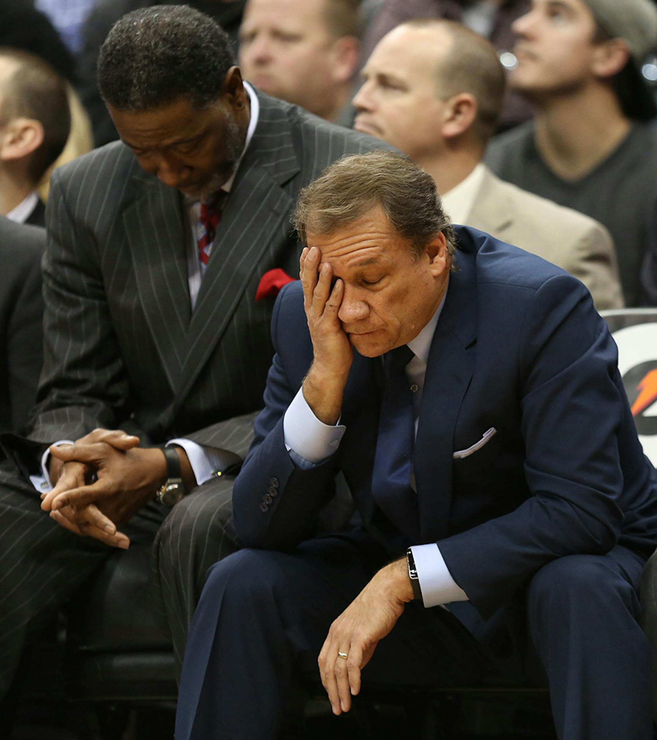 Wolves head coach Flip Saunders reacted after a missed layup during the second half of a game against the Philadelphia 76ers at Target Center on Dec. 3, 2014. The 76ers won over the Timberwolves 85-77.