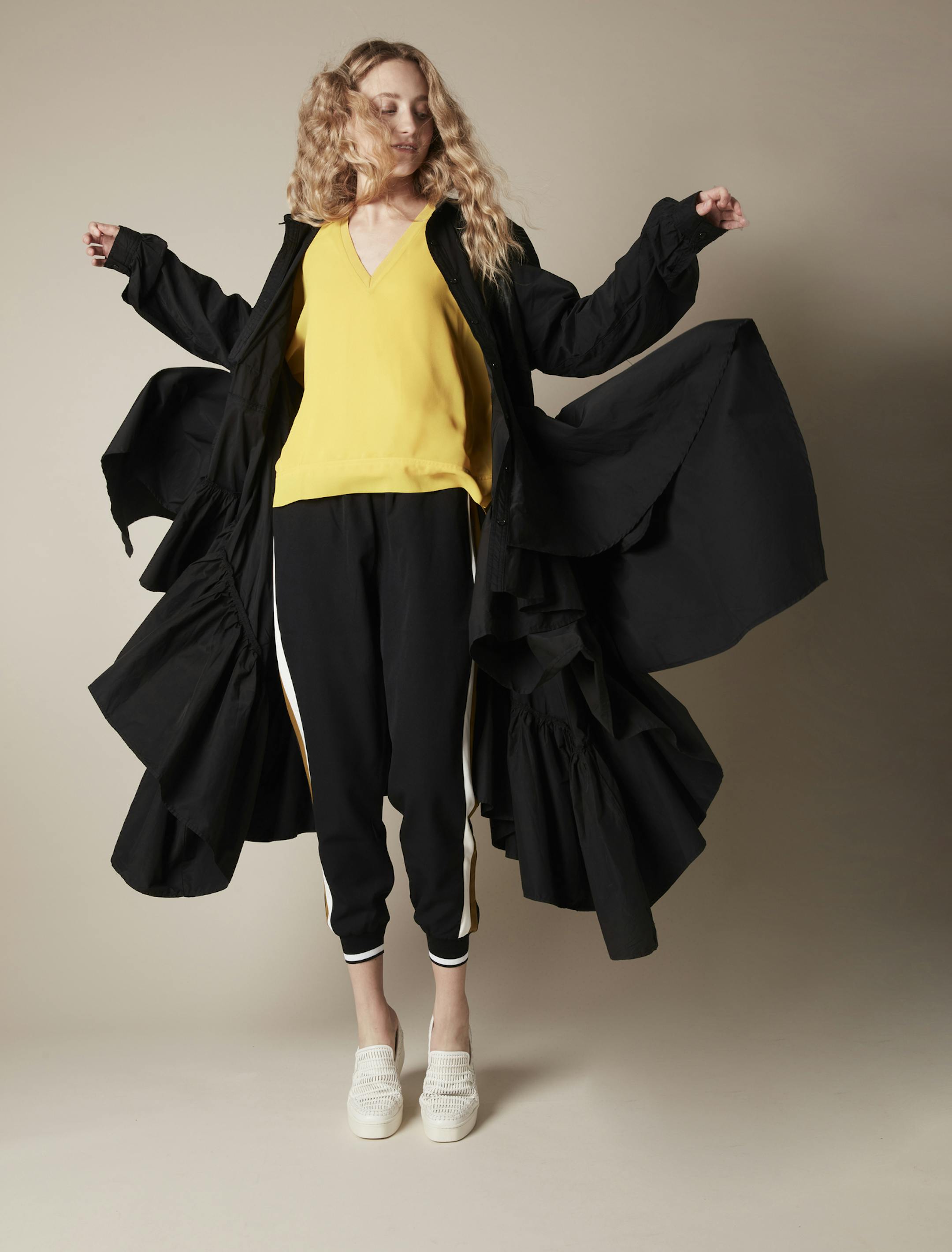 Fisherman's Wharf: Style shoot for fall 2019 magazine
Tov Coat $89; Vince Shoes $89
nordstromrack.com
Silk Shirt $20; Sport Pant $30
zara.com Photographer: Lauren Krysti, laurenkrysti.com
Creative Director and Stylist: Barbara Schmidt, studiobstyle.com
Hair and Makeup Fatima Olive, fatimaolive.com
Model: Callie McLaughlin