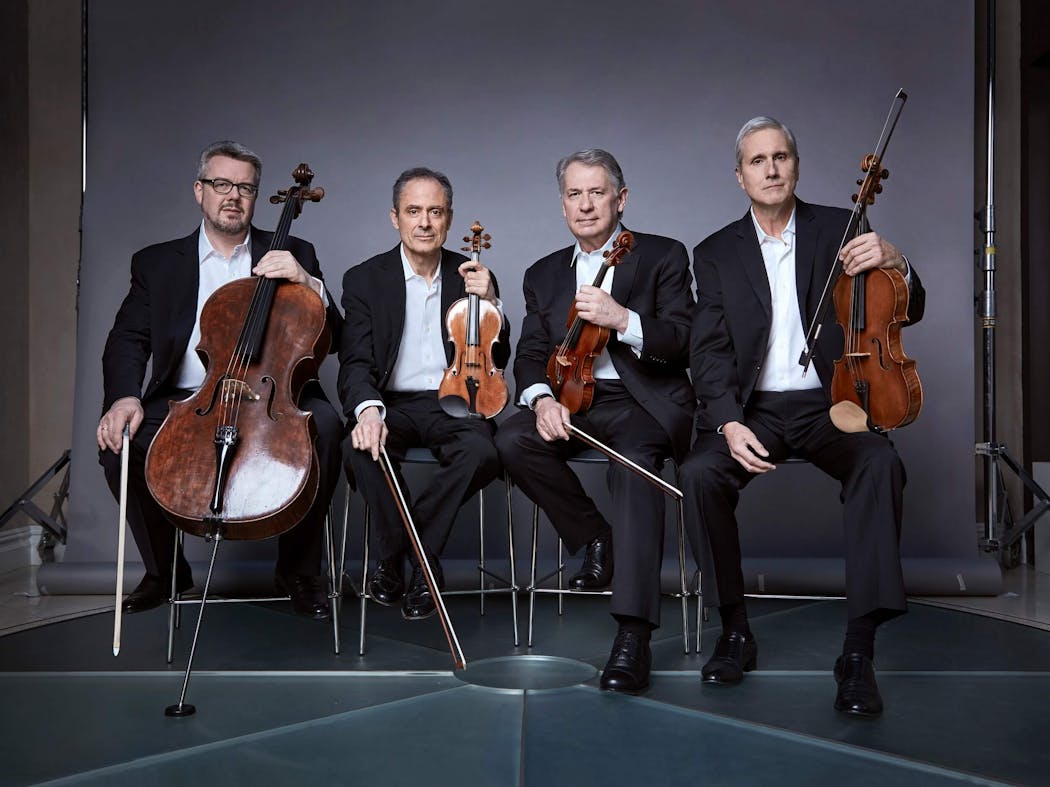 Paul Watkins (cello), Eugene Drucker (violin), Philip Setzer (violin) and Lawrence Dutton (viola) are the members of the Emerson String Quartet.