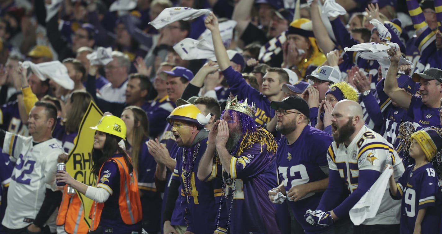 Viking fans were taken on a roller coaster ride of emotions in the 2nd half, leaving many to wonder if their season was over. But the team rallied and rewarded the home town crowd with a spectacular win as time ran out.] BRIAN PETERSON &#x2022; brian.peterson@startribune.com The Minnesota Vikings faced the New Orleans Saints in an NFL divisional playoff game Sunday afternoon, January 14, 2018 at U.S. Bank Stadium in Minneapolis.