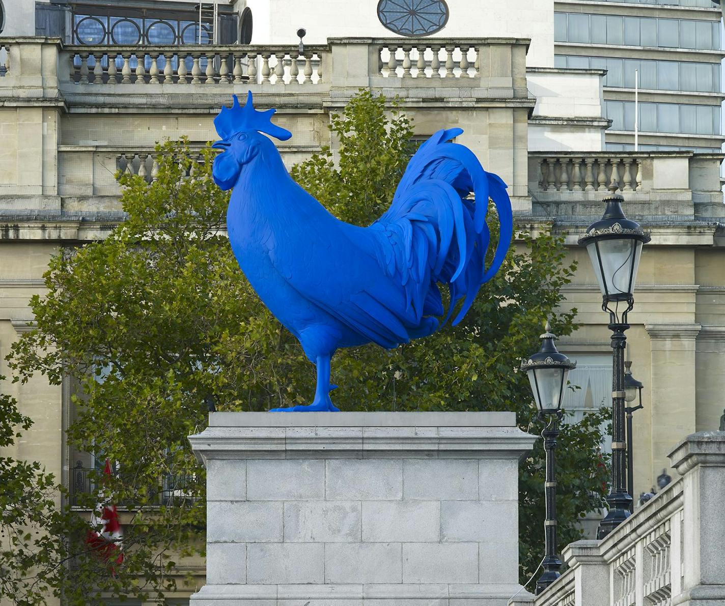 This version of Katharina Fritsch's "Hahn/Cock" was unveiled in London's Trafalgar Square in 2013 and now is on display outside the National Gallery of Art in Washington, D.C.