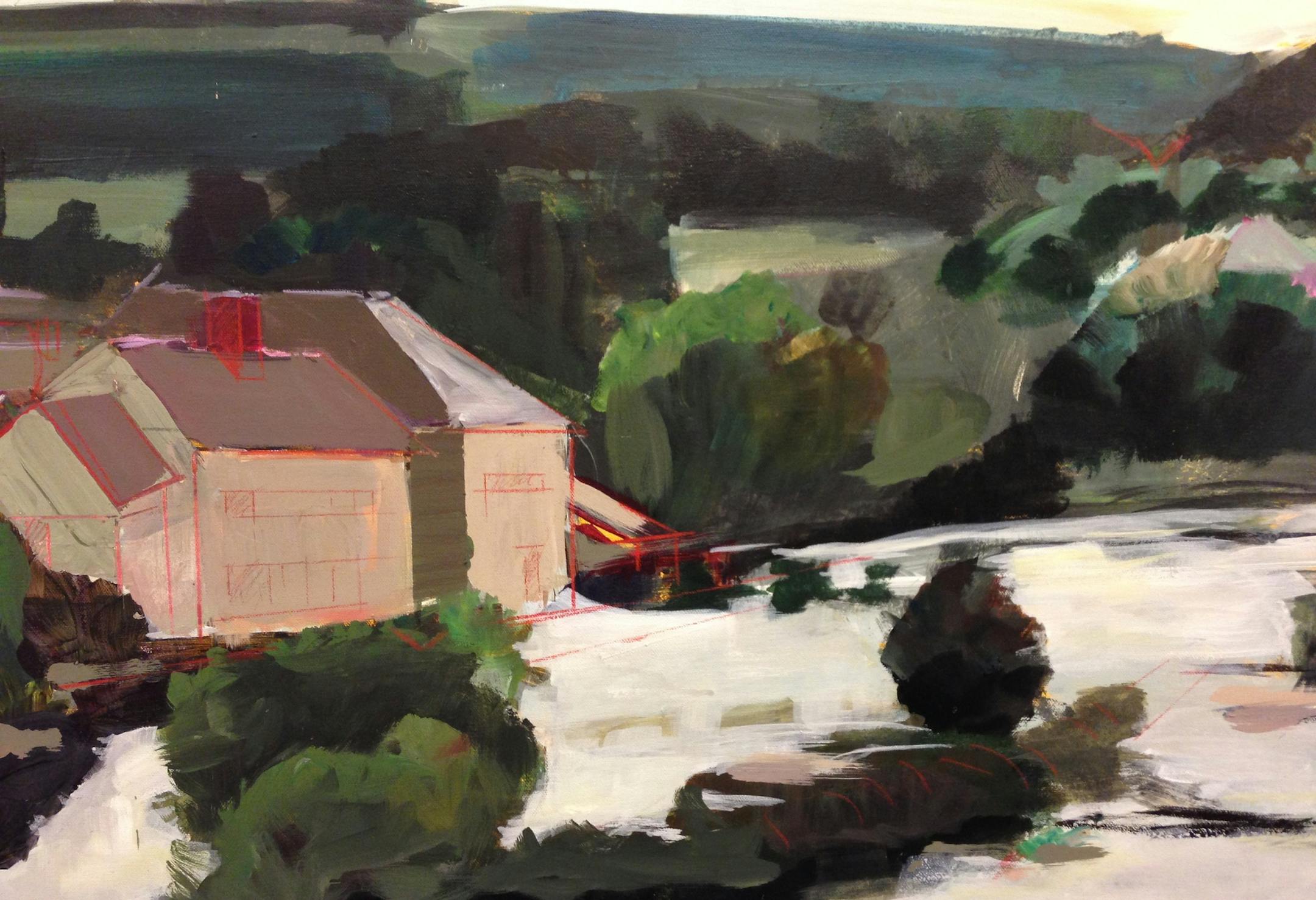 Amelia Wykes, 17, paints abstract landscapes of places she has traveled, such as China, England, and Wales.