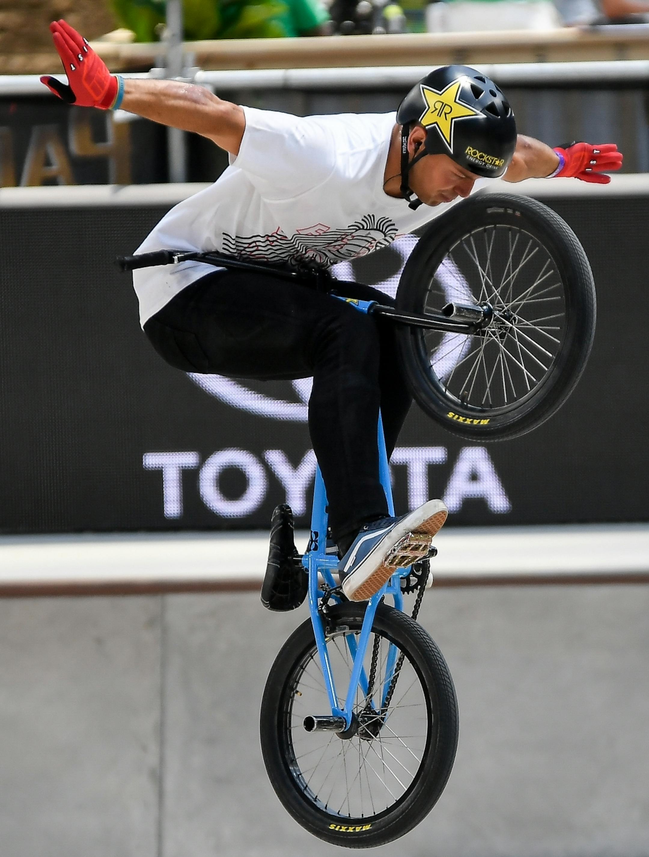 Daniel Sandoval competed in the X Games BMX park finals Saturday.
