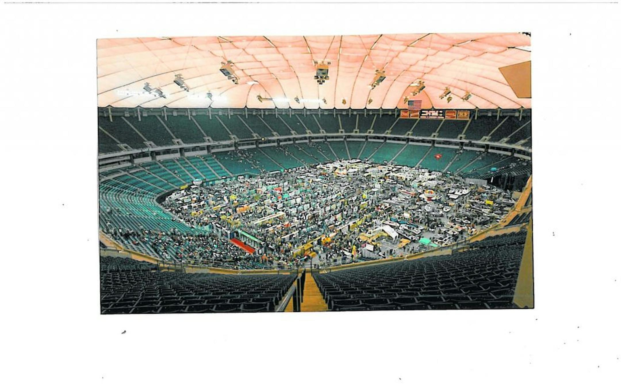 In 1988, while the Minneapolis Convention Center was being built, the Northwest Sportshow temporarily moved to the Metrodome, filling all available floor space.