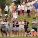Second round coverage of the 3M Open - Crowds along the 9th fairway.