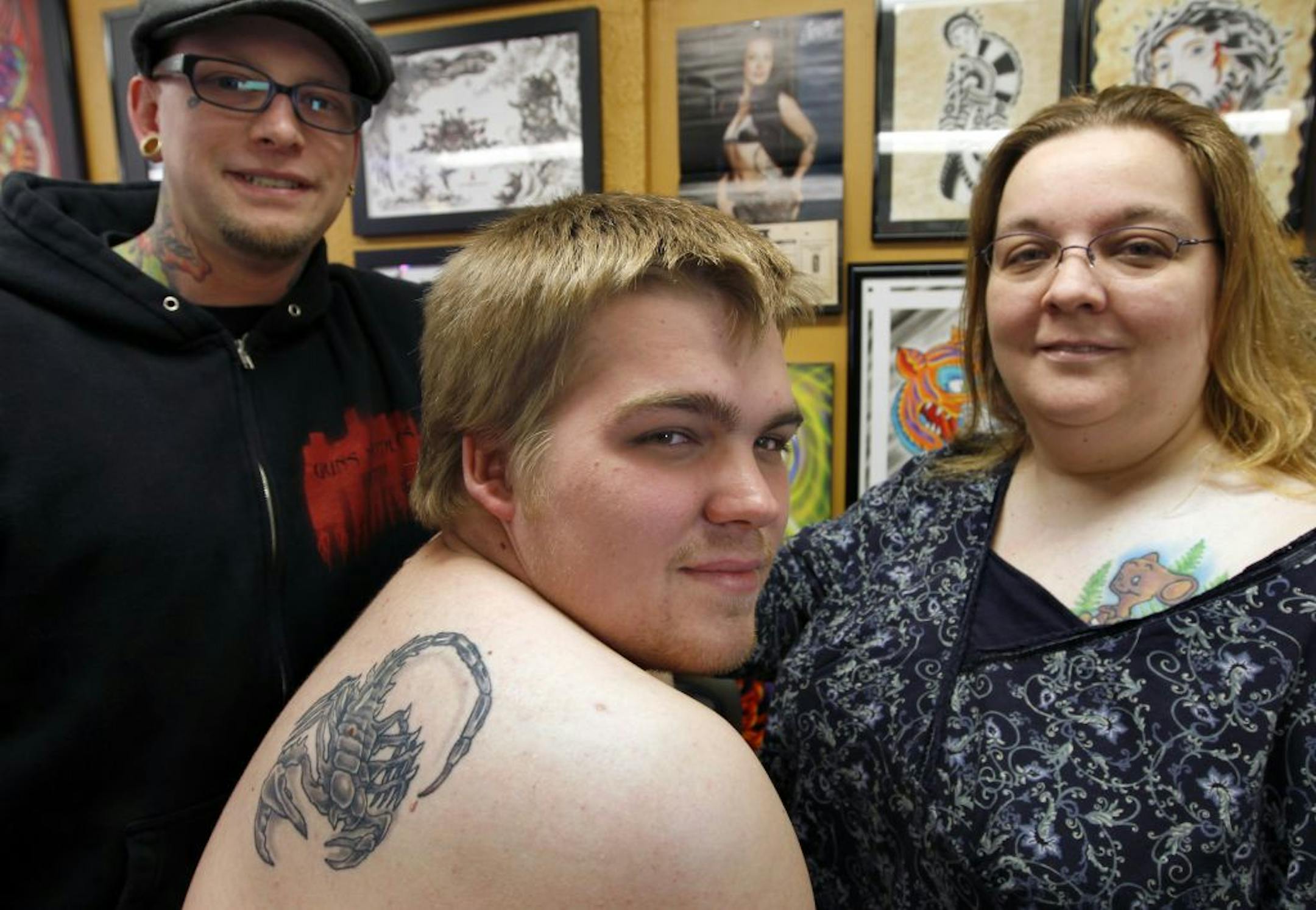 Mary Kneisl bought her son Joey a tattoo for his 18th birthday and got one herself at the Guns N' Needles tattoo parlor in Minneapolis. The work was done by Brian Siegel.