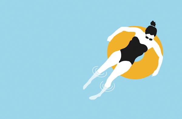 Woman floating in pool Star Tribune illustration based on istock photo