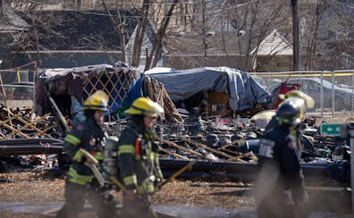 No one was reported killed or injured in the homeless encampment fire Thursday in Minneapolis at 28th Street and 12th Avenue S.