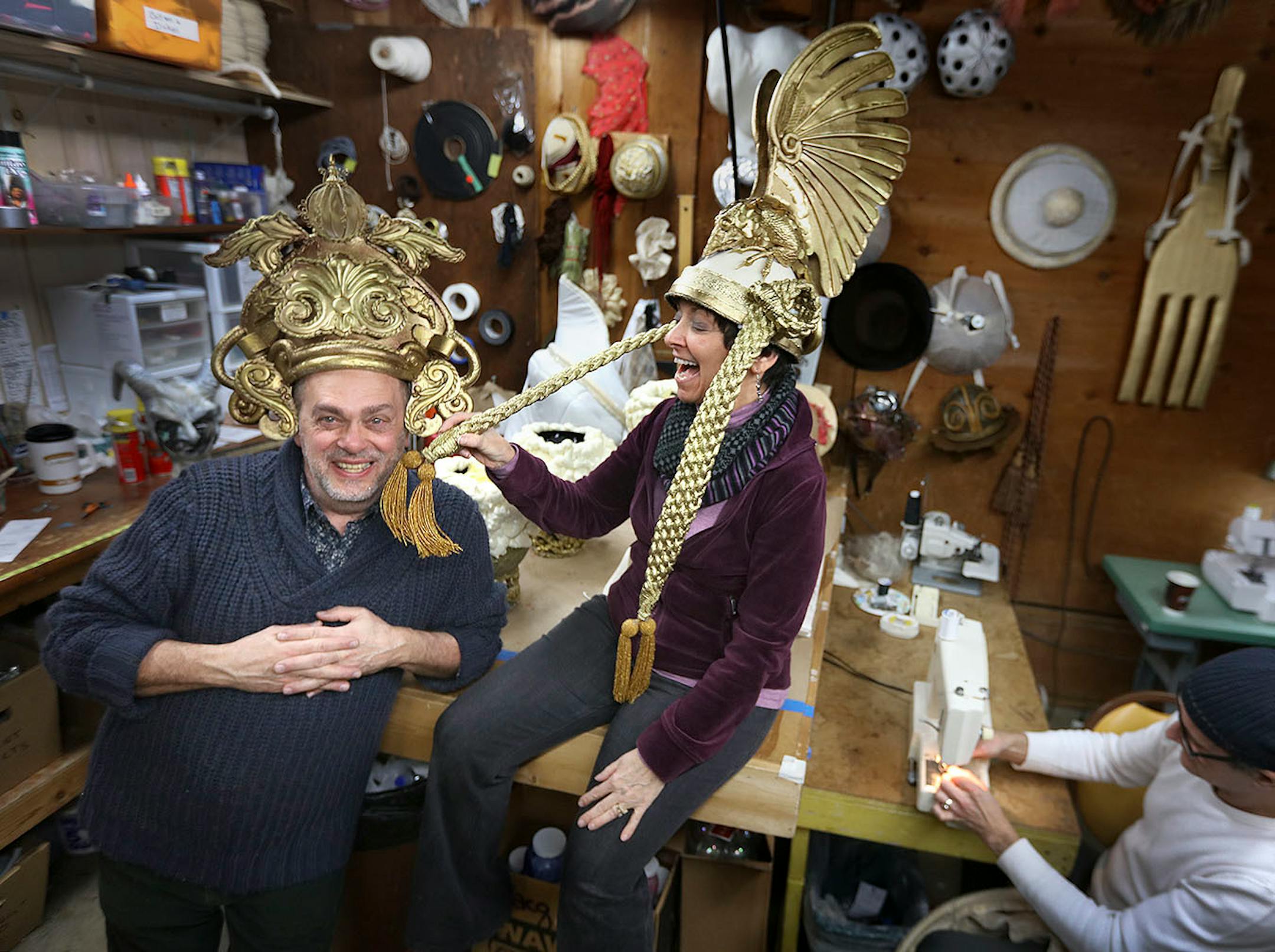 Rich Hamson, costume designer, and Nanci Aeilts from the costume crafts department took a break from working on "Beauty and the Beast."
