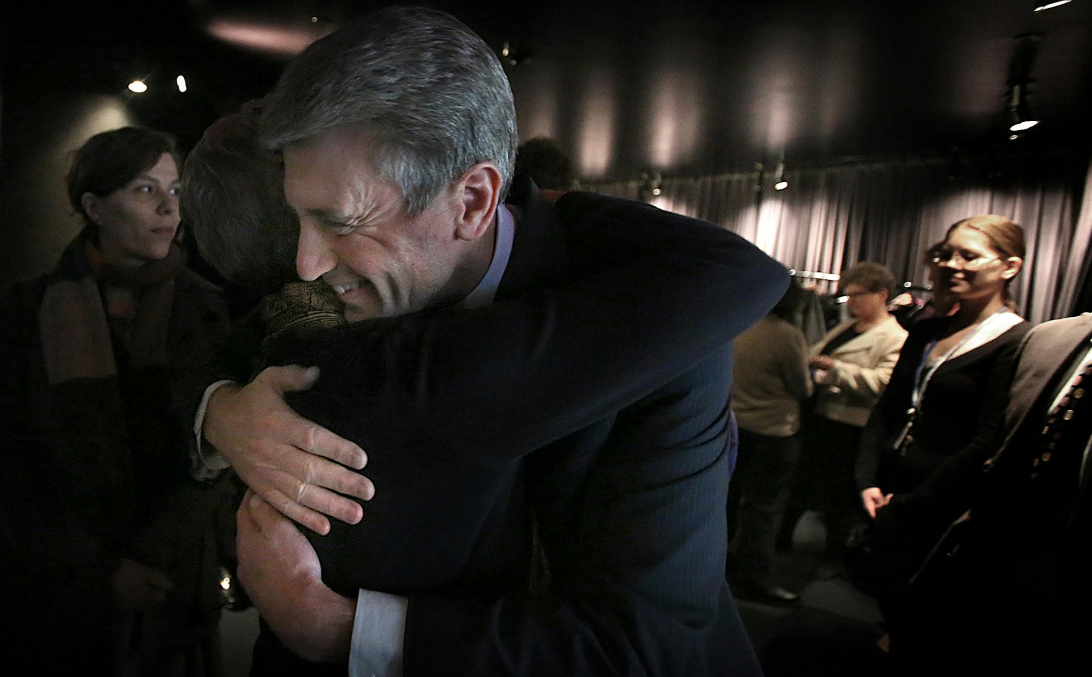 Mayor R.T. Rybak greeted well-wishers following his final state of the city address. ] (JIM GEHRZ/STAR TRIBUNE) / April 10, 2013 / 12:00 PM Minneapolis, MN ‚Äì BACKGROUND INFORMATION- Mayor R.T. Rybak delivered his final state of the city speech, which centered on his vision for Minneapolis in 2025. Rybak addressed a supportive crowd at the Walker Art Center, McGuire Theater.
