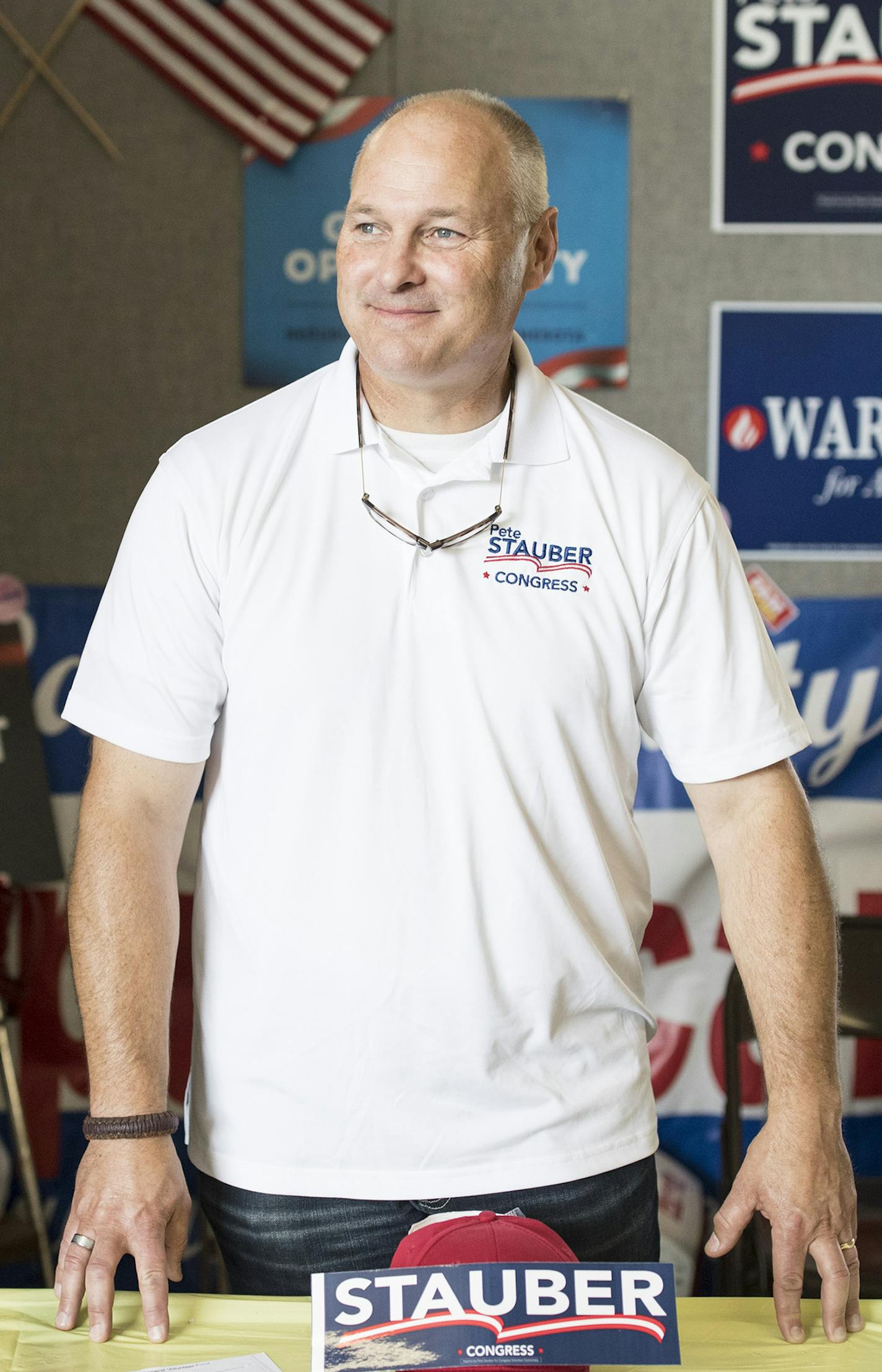 Pete Stauber, the Republican candidate in Minnesota's Eighth Congressional District, at the Carlton County Fair in Barnum, Minn., Aug. 17, 2018. In a year when Democrats are on offense, Stauber has a chance to do something no other Republican might do in November: Win a Democratic House seat. (Tim Gruber/The New York Times)