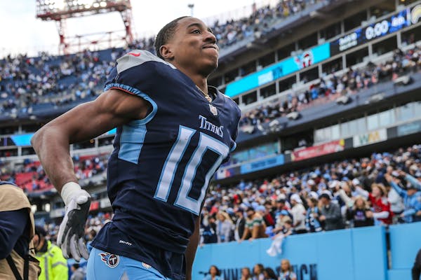 Titans wide receiver Dez Fitzpatrick left the field after Sunday’s victory over the Saints in Nashville. 