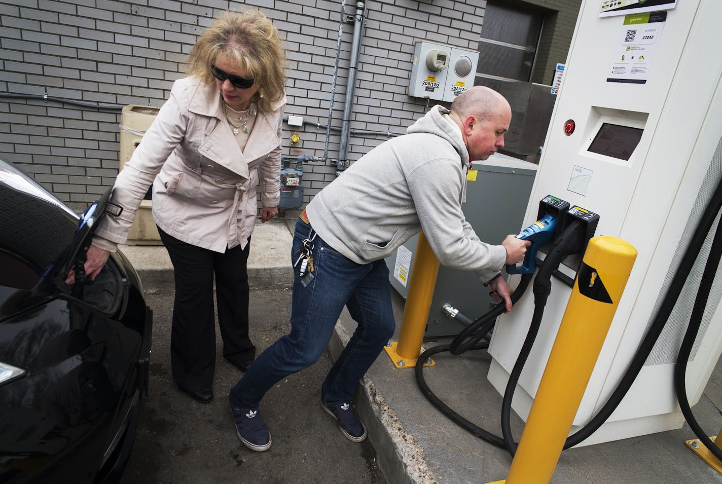 The Minnesota House is considering elecrric vehicle rebates and money toward charging station pilot projects. Pictured is an EV charging station at the BP on 36th and Lyndale in south Minneapolis.