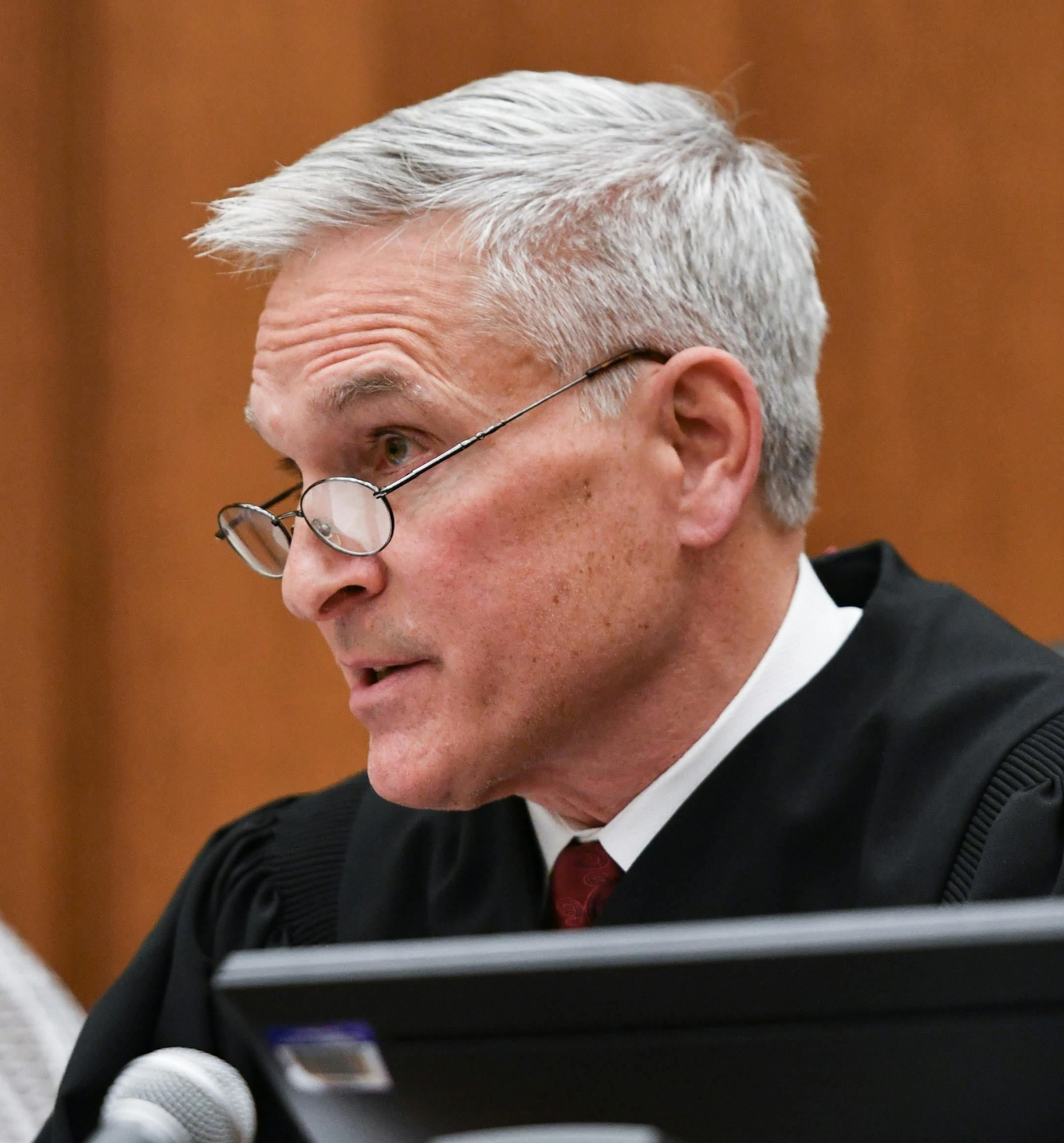 Judge Fred Karasov delivered the sentence for Ex-Minneapolis cop Christopher Reiter in the courtroom. ] GLEN STUBBE ¥ glen.stubbe@startribune.com Tuesday, December 12, 2017 Ex-Minneapolis cop Christopher Reiter sentenced following his felony assault conviction for kicking a man in the face, causing traumatic brain injury.