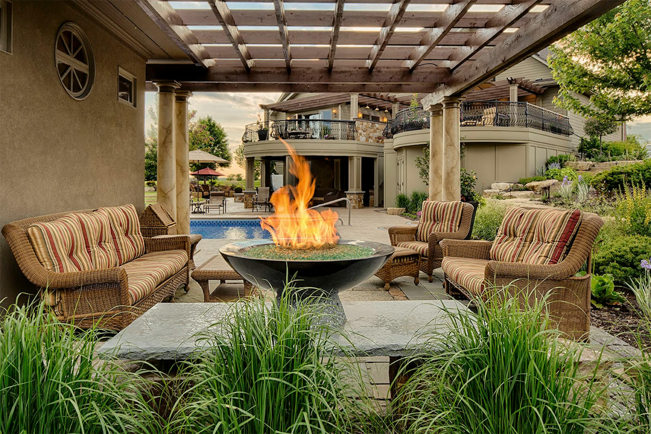 Seating and fire feature.