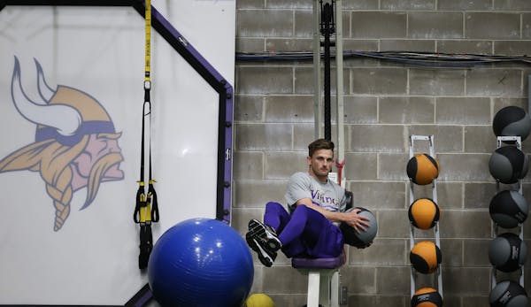 Kicker Blair Walsh was among the Vikings players who were at Winter Park in Eden Prairie for offseason workouts in April.