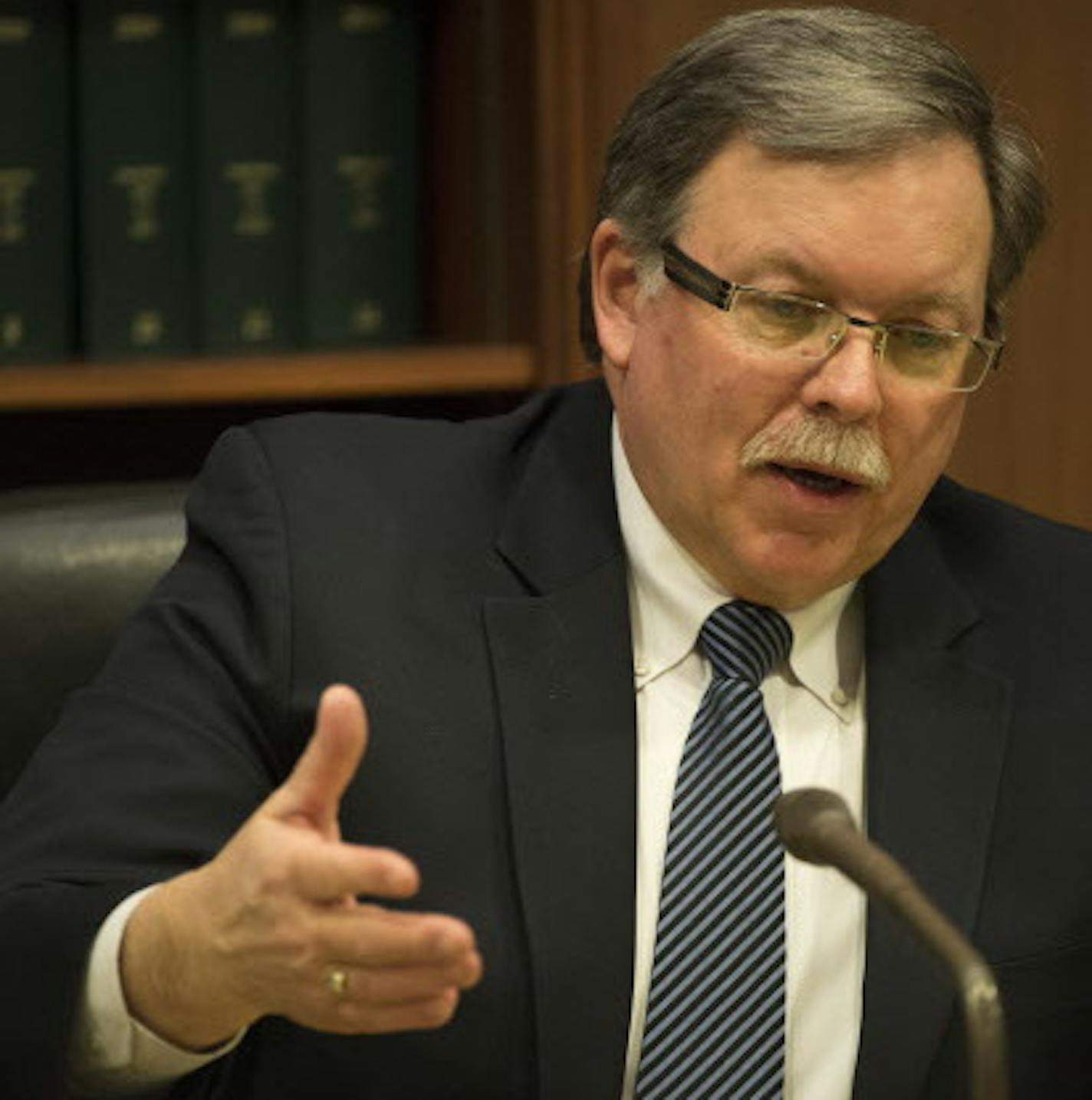 Commissioner Mark Phillips speaks during Tuesday night's Iron Range Resources and Rehabilitation Board meeting at the State Office Building. ] (Aaron Lavinsky | StarTribune) The Eveleth-based IRRRB state agency holds its monthly board meeting in the state office building at the capitol on Tuesday, Feb. 10, 2015 in St. Paul.