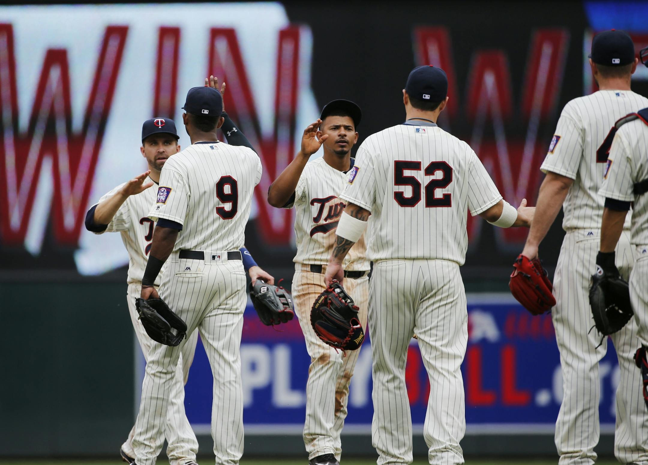 The Twins celebrated a rare win.