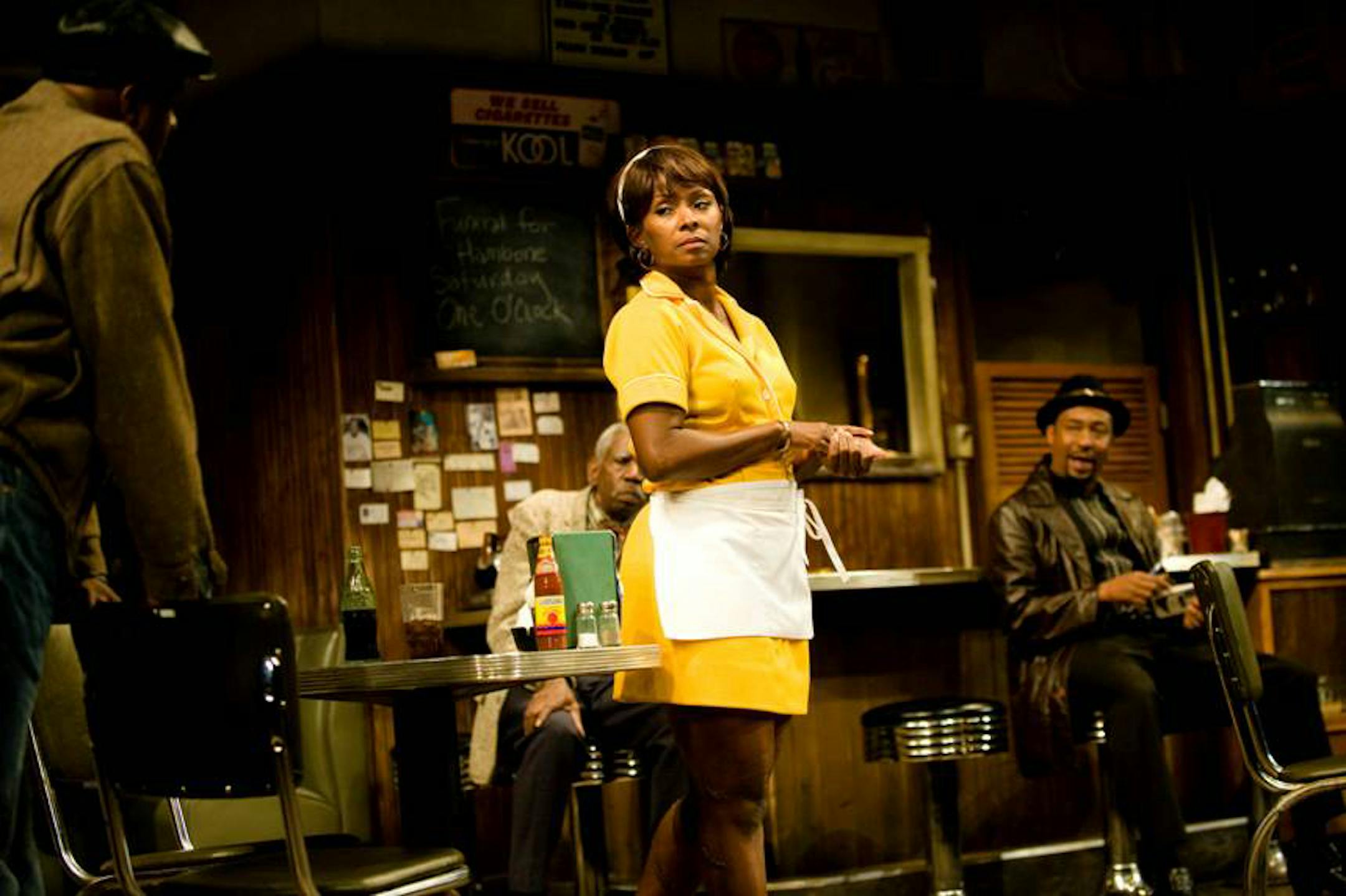 James T. Alfred (left), Abdul Salaam El Razzac (background), Crystal Fox, and Kevin D. West appeared in "Two Trains Running" by August Wilson, directed by Lou Bellamy at the Penumbra Theatre in 2011.