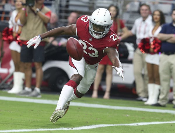 Arizona Cardinals special teams player Bene' Benwikere tries to keep a punt from entering the end zone during the first half of an NFL football game a