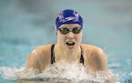 Katie Ledecky placed third in the 400 Individual Medley with a time 4:39.18 Thursday night at the University of Minnesota Aquatic Center. ] (AARON LAV