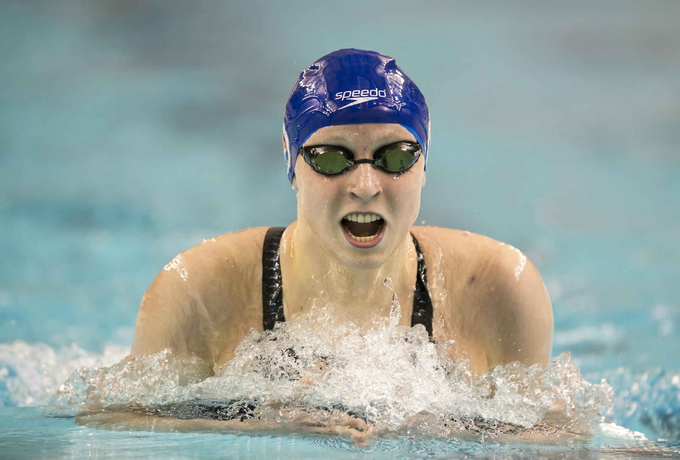 Katie Ledecky placed third in the 400 Individual Medley with a time 4:39.18 Thursday night at the University of Minnesota Aquatic Center. ] (AARON LAVINSKY/STAR TRIBUNE) aaron.lavinsky@startribune.com The 2015 Arena Pro Swim Series event runs November 12-14 at the Aquatic Center on the University of Minnesota campus. Katie Ledecky, Missy Franklin, Michael Phelps