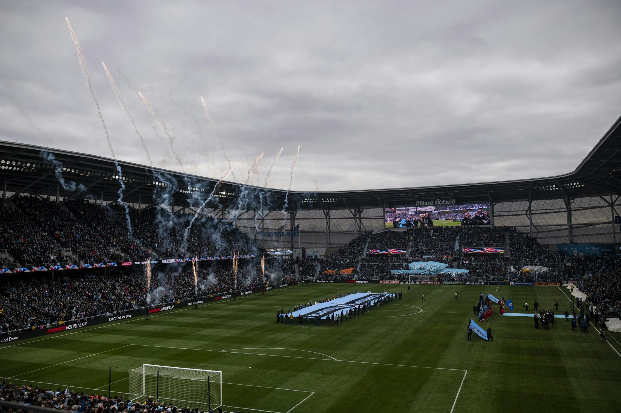 Fireworks were set off during the National Anthem Saturday.