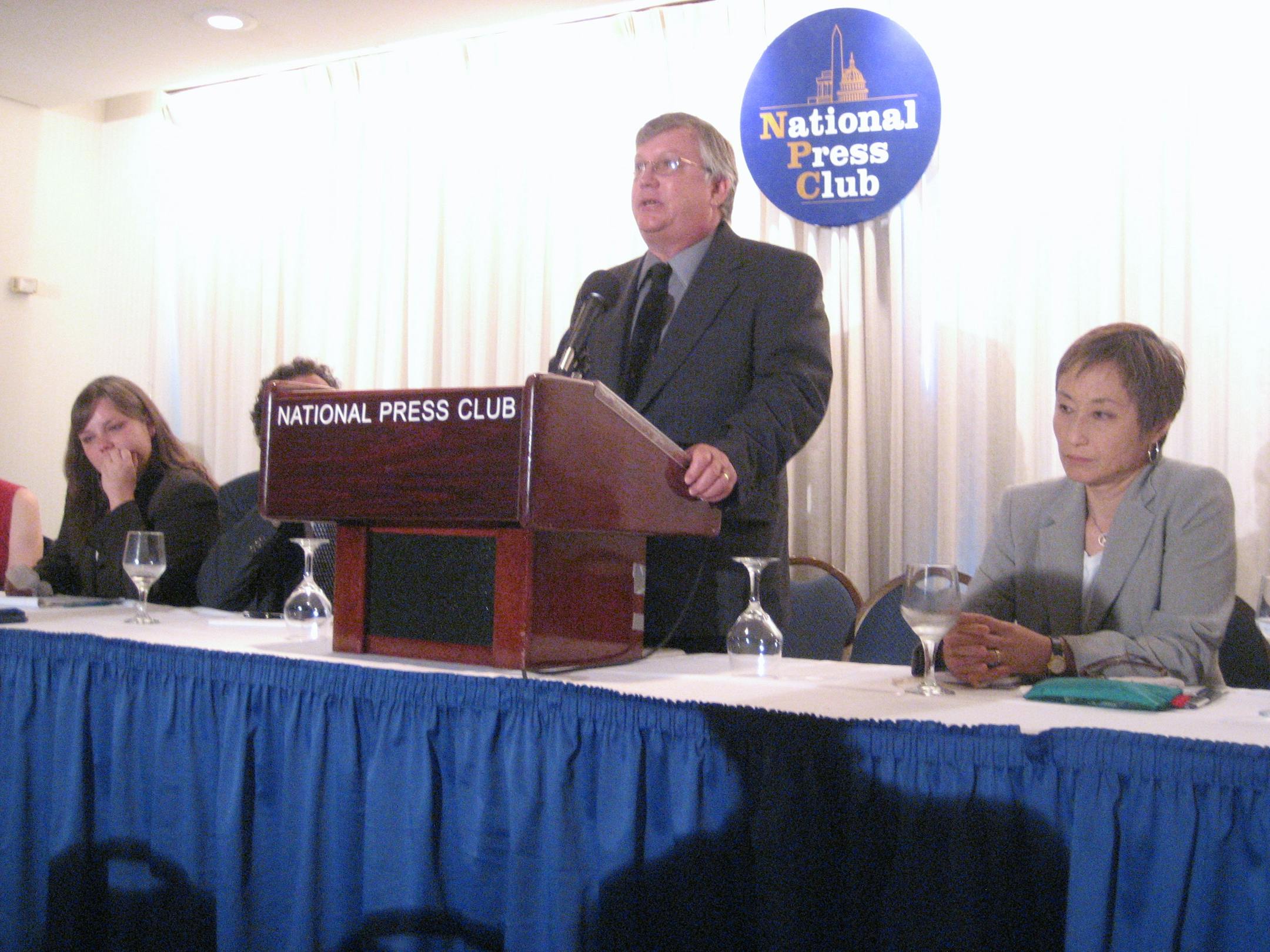 St. Paul attorney Peter Erlinder's daughter Sarah Erlinder, left to right, brother Scott Erlinder and wife Masako Usui spoke at a press conference in Washington, D.C., on Thursday, June 3, 2010, calling for Erlinder's release from a Rwandan prison.