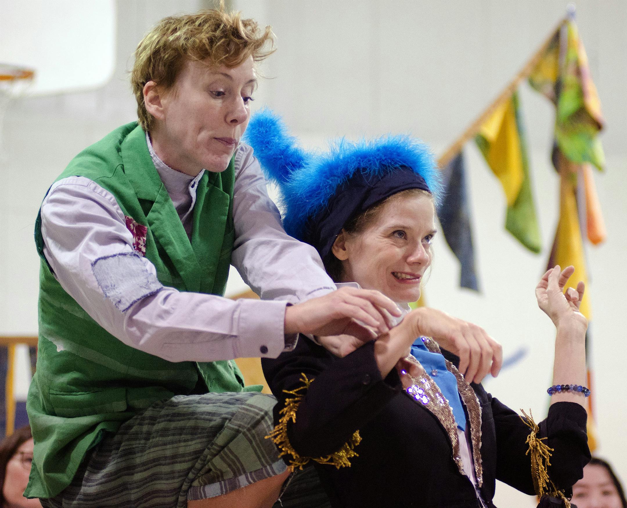 The titular scoundrel (Sarah Agnew) finds a victim (Kimberly Richardson) in Ten Thousand Things' take on the classic comedy, "Scapin."