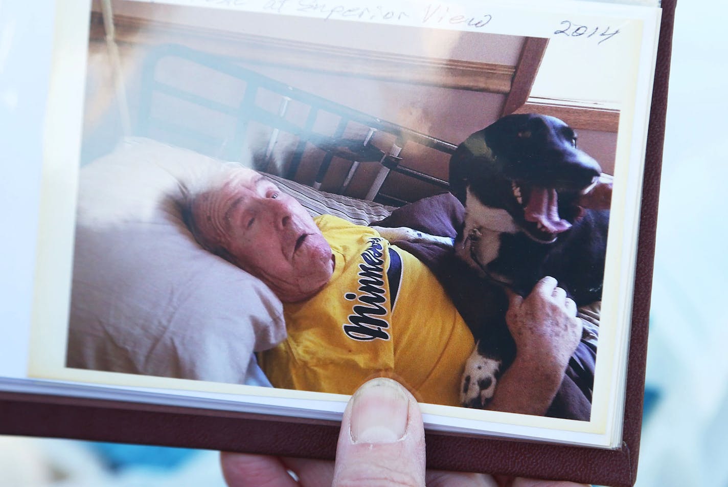 Janice Hiller and her daughter, Dawn Hiller, said they are still tortured by guilt over the treatment of their father, Wally, who died at Superior View Assisted Living before the facility shut down. Before the family could move Wally to another residential care facility, he died of complications related to a urinary tract infection &#xf1; just four months after his admission to Superior View. Here, among Janice's prized possessions is this photo of Wally taken at Superior View where a family dog