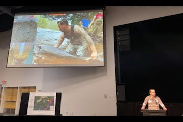 Thomas Howes, natural resources program manager for the Fond du Lac Band of Lake Superior Chippewa, discussed the band’s reintroduction of sturgeon 