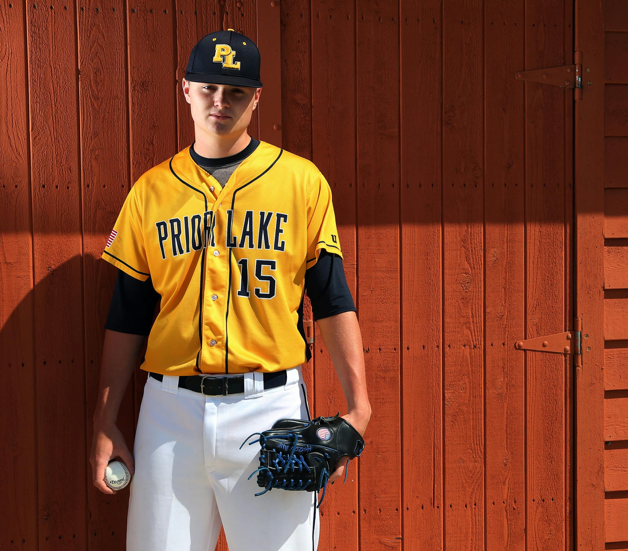 Portrait of baseball metro player of the year Prior Lake pitcher Nick Hanson Thursday June 9, 2016 in Prior Lake MN.] Jerry Holt /Jerry.Holt@Startribune.com