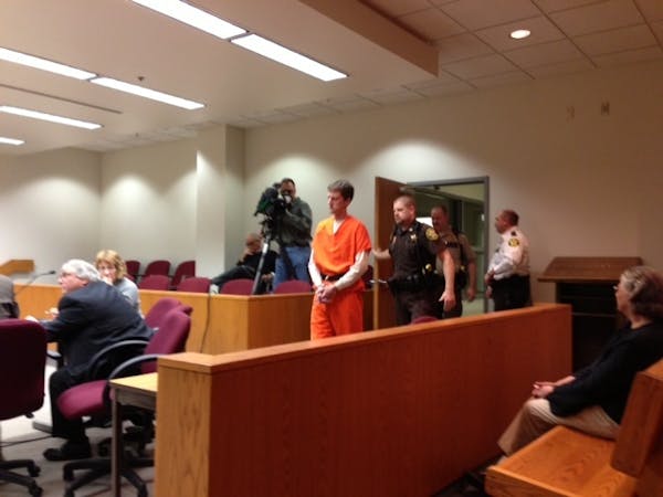 Aaron Schaffhausen enters a courtroom in St. Croix County District Court on Wednesday Nov. 21 for a pre-trial hearing.