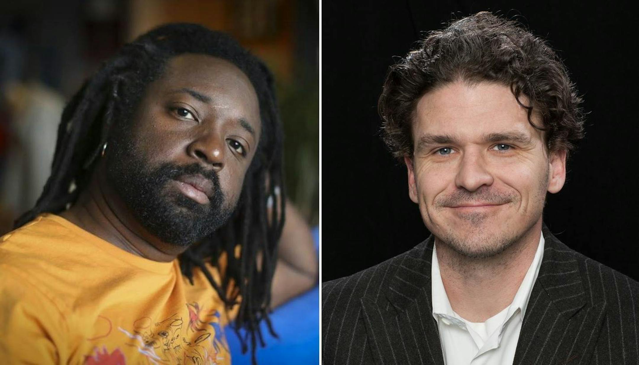 Marlon James, left, and Dave Eggers will team up for a conversation Feb. 4 in St. Paul to benefit a local youth writing program. (Photo at left by Renee Jones Schneider/Star Tribune; at right, courtesy Indiana University)