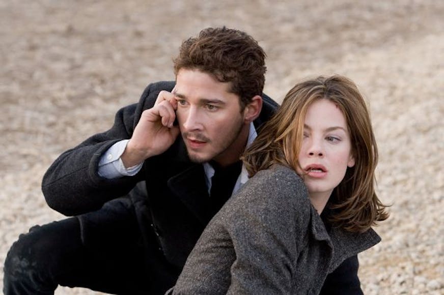 In this image released by Paramount Pictures and Dreamworks, Shia LaBeouf, left, and Michelle Monaghan star as two unsuspecting Americans drawn into a mysterious conspiracy in the race-against-time thriller "Eagle Eye." (AP Photo/Dreamworks and Paramount Pictures, Ralph Nelson) ** NO SALES