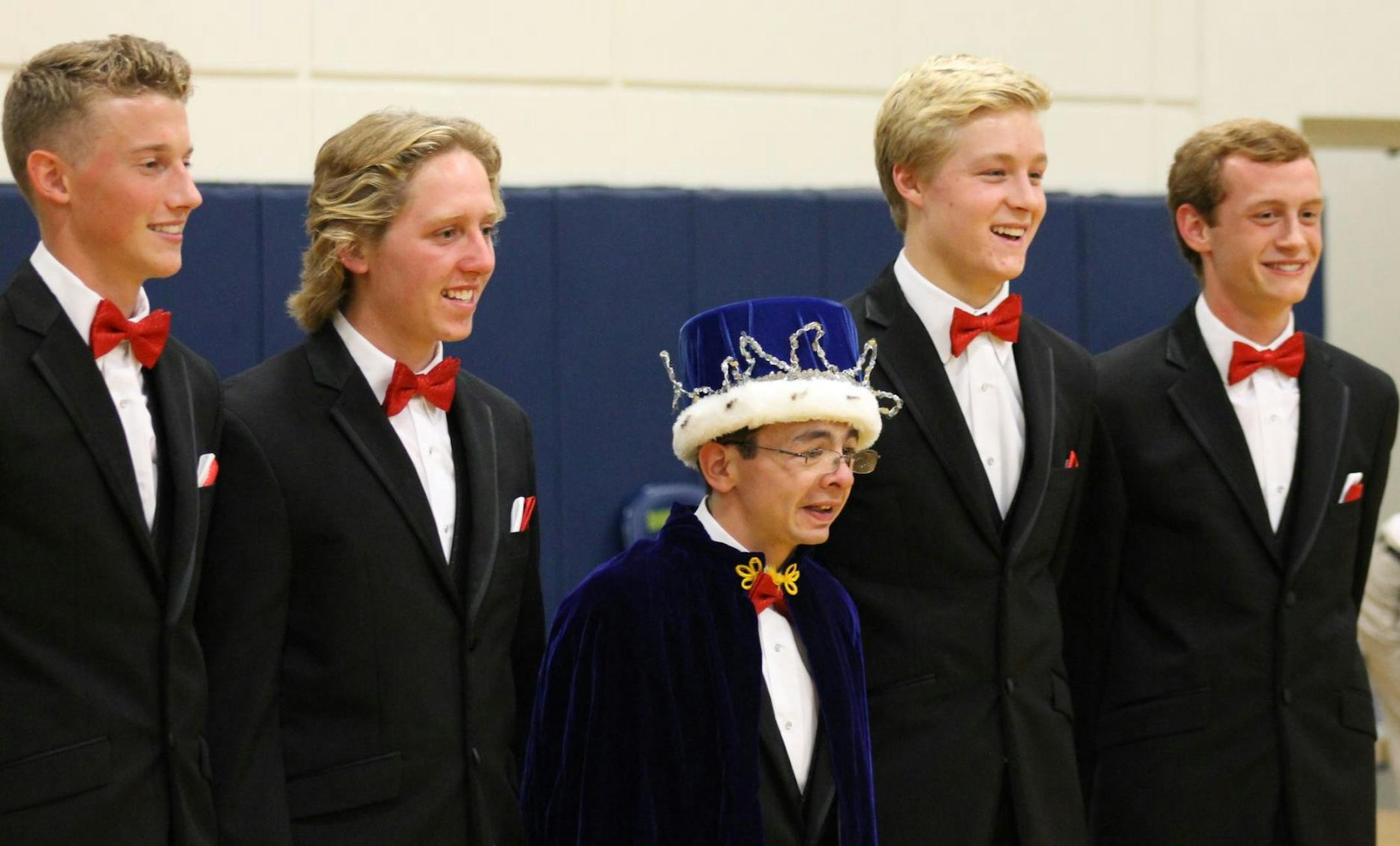 Rosemount High School homecoming king Erich Hoffmann, center, stands with other homecoming candidates in late September. Submitted photo. ORG XMIT: Kycm6Yv3T0SbzIl2CVtY
