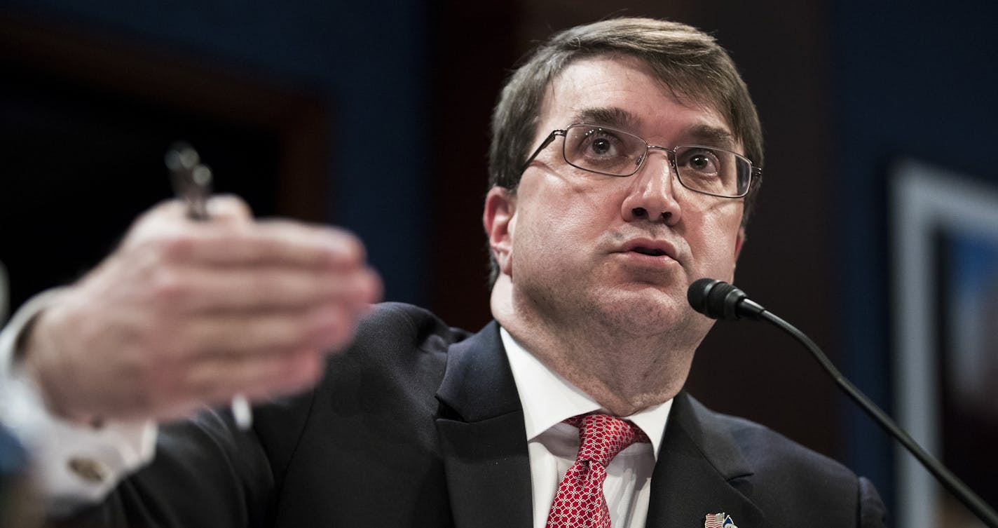 Veterans Affairs Secretary Robert Wilkie testifies before a joint hearing of the House and Senate Veterans' Affairs Committees on Capitol Hill in Washington, Dec. 19, 2018. The Veterans Affairs department roll-out of new legislation expanding private-sector medical care for veterans faced questioning. (Sarah Silbiger/The New York Times)