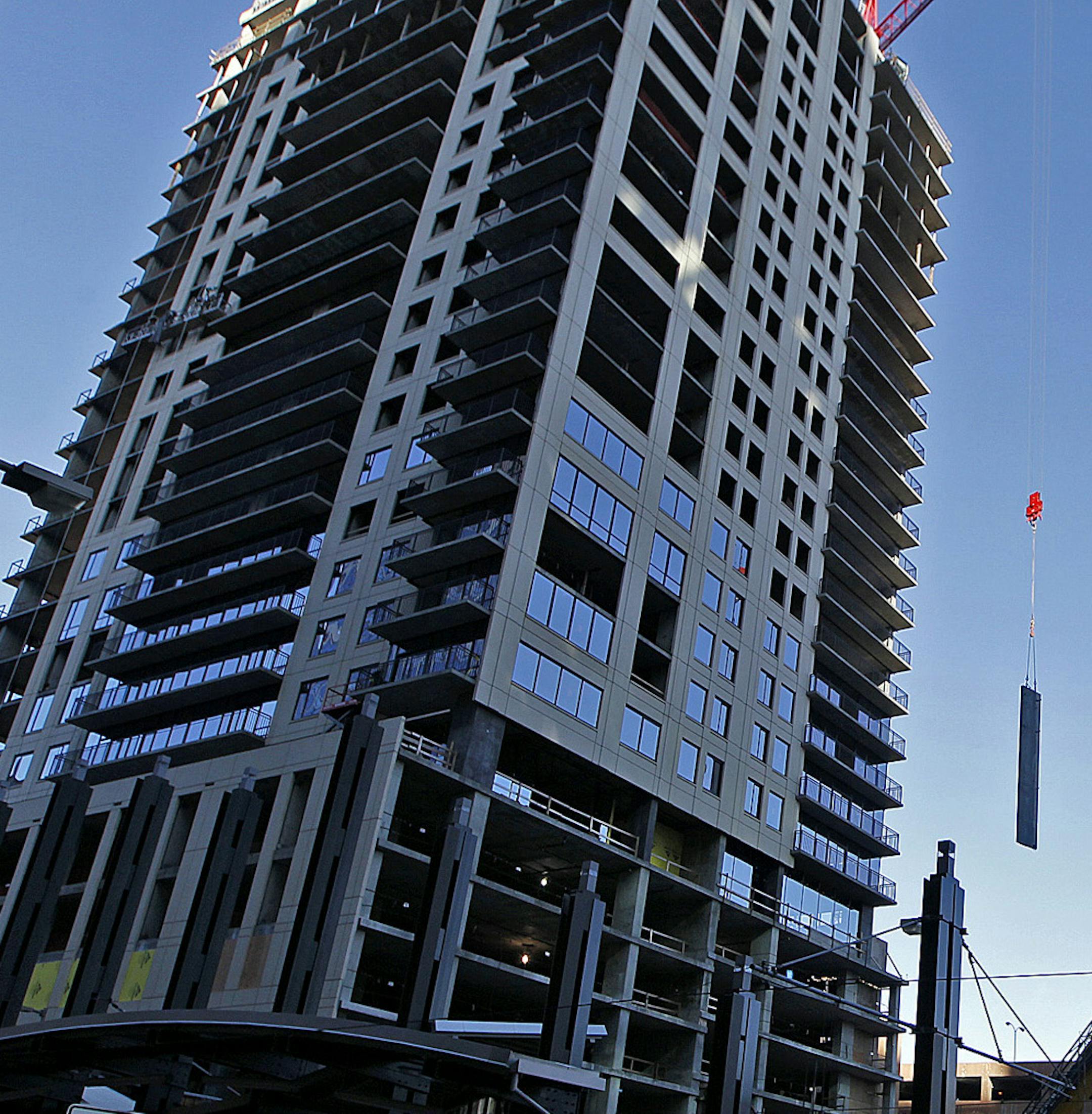Nic on Fifth residential high-rise under construction on Nicollet Mall.