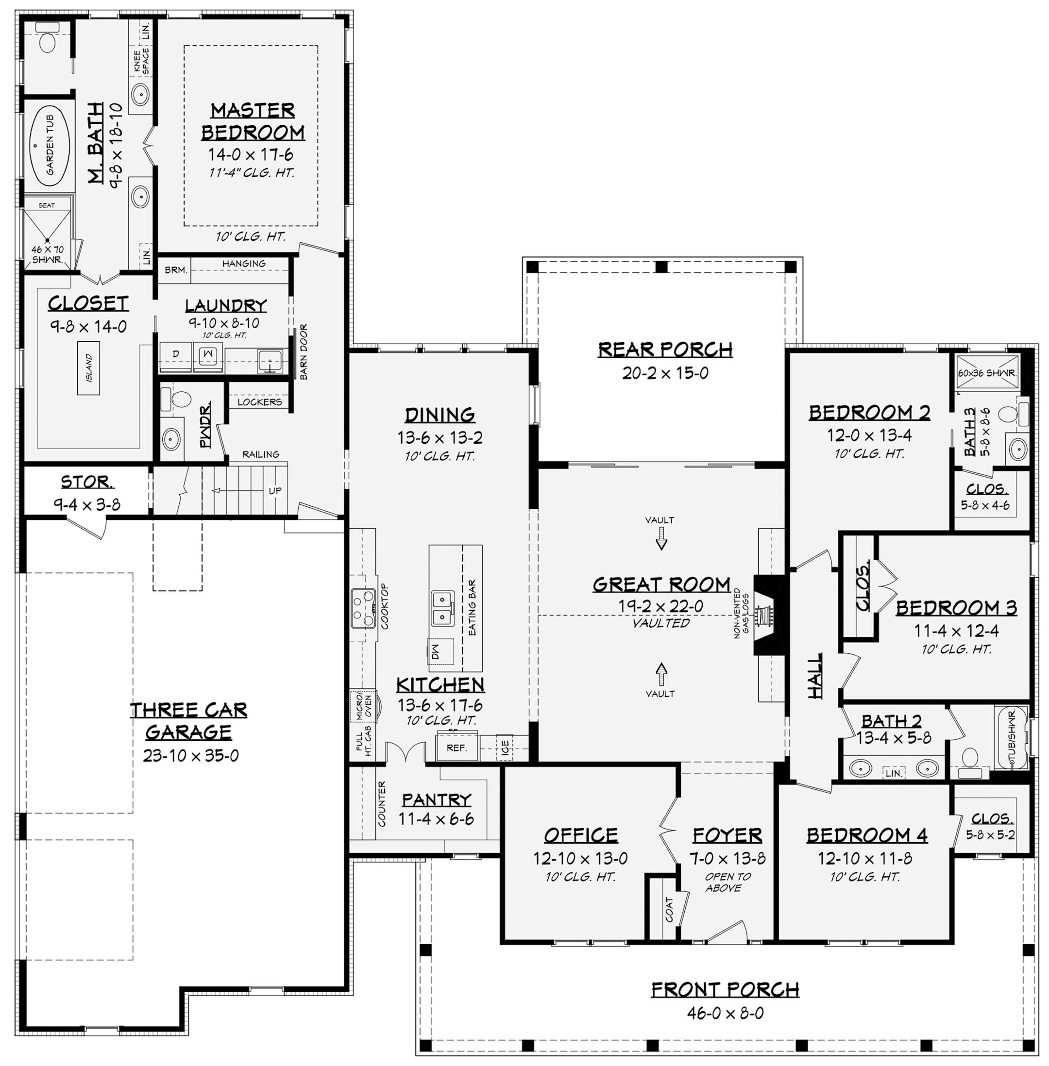 There are four bedrooms on the main floor.