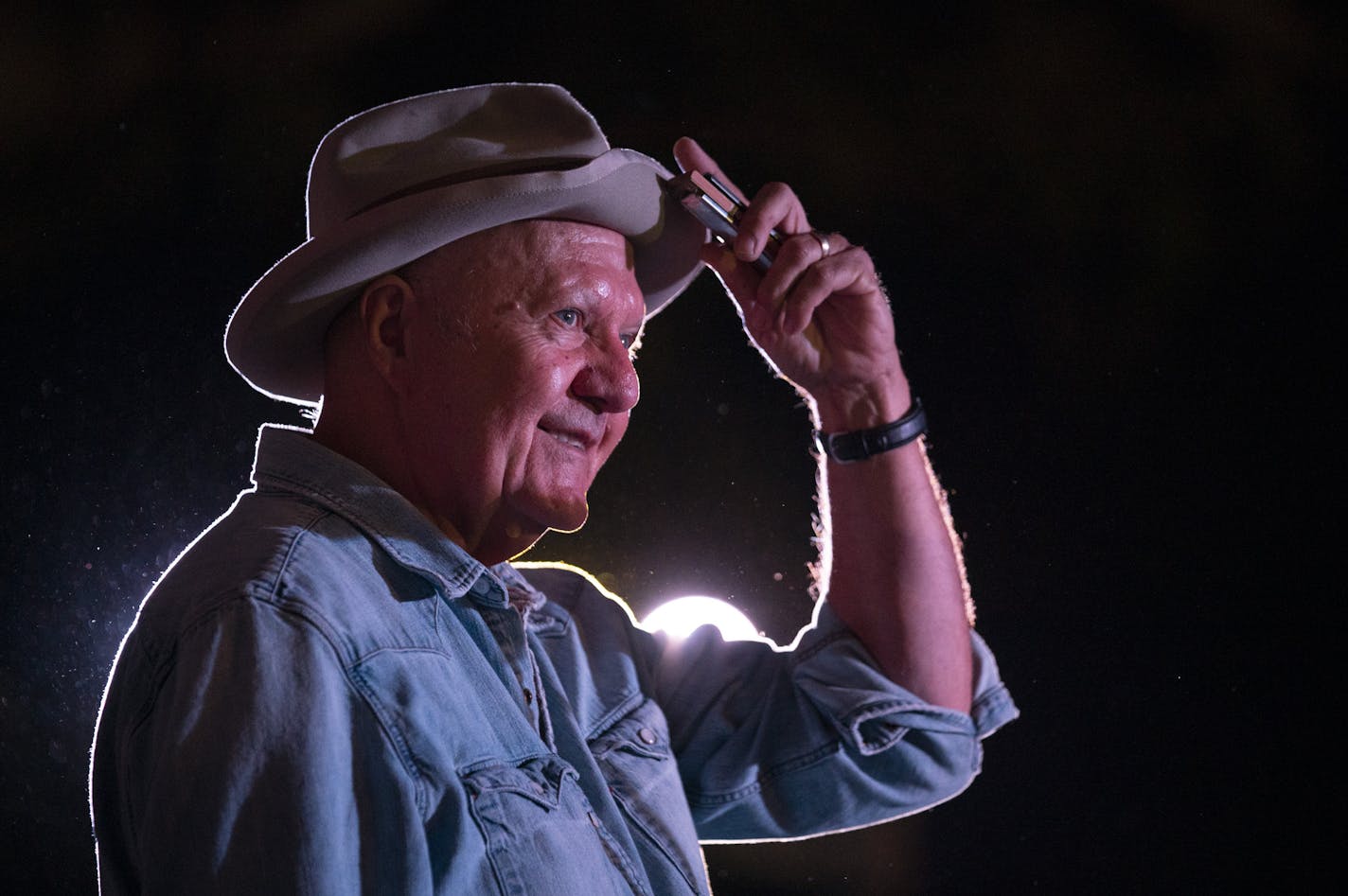 Pat Hayes during the Lamont Cranston Band's second set while another band member soloed. ] JEFF WHEELER &#x2022; jeff.wheeler@startribune.com The Lamont Cranston Band is celebrating its fiftieth anniversary this year. Wednesday night, September 25, 2019 the band, led by founder Pat Hayes, performed for the final show of the season for Concerts in the Commons at the waterfront bandshell in Excelsior.