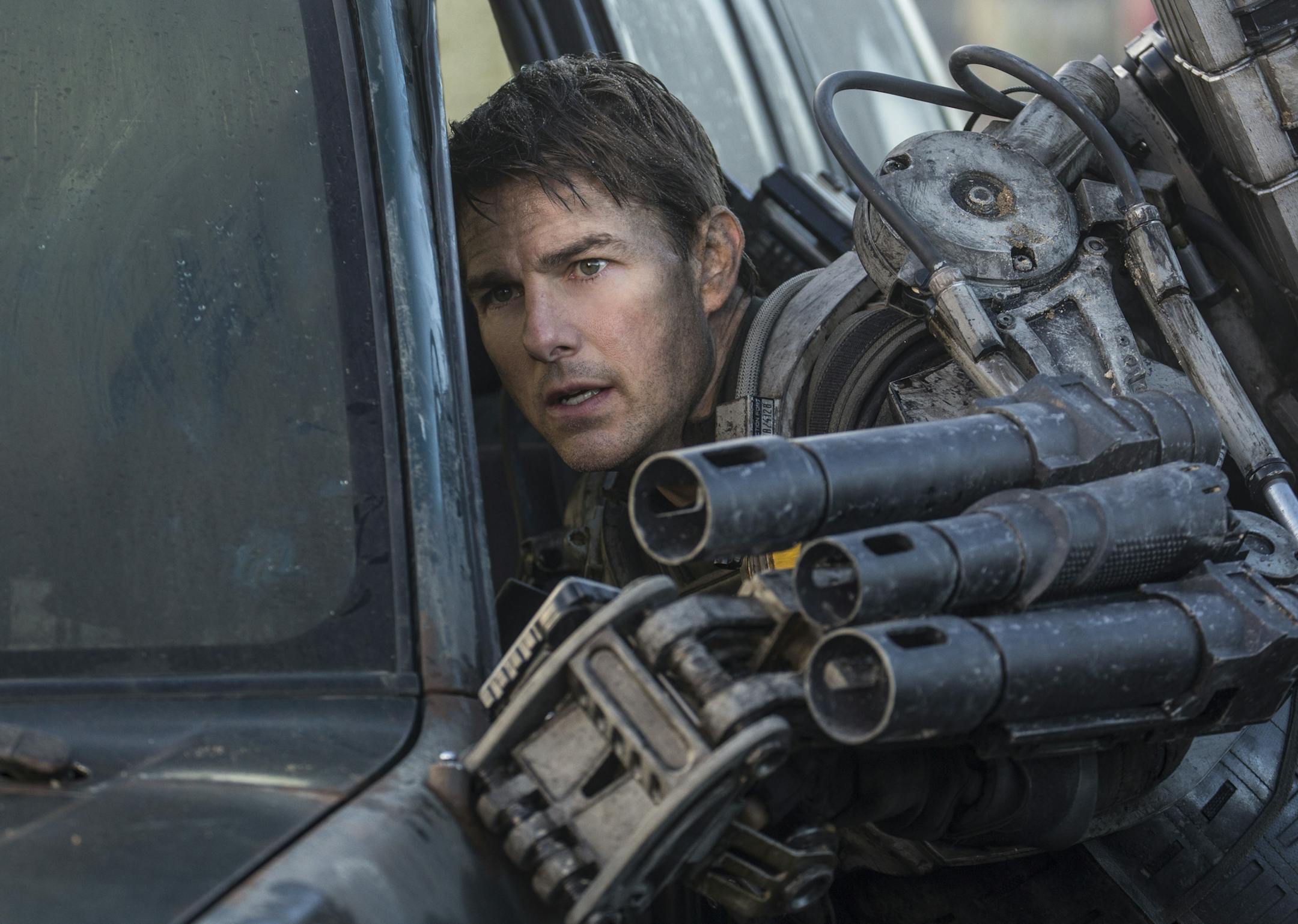 This image released by Warner Bros. Pictures shows Tom Cruise in a scene from "Edge of Tomorrow." (AP Photo/Warner Bros. Pictures, David James)