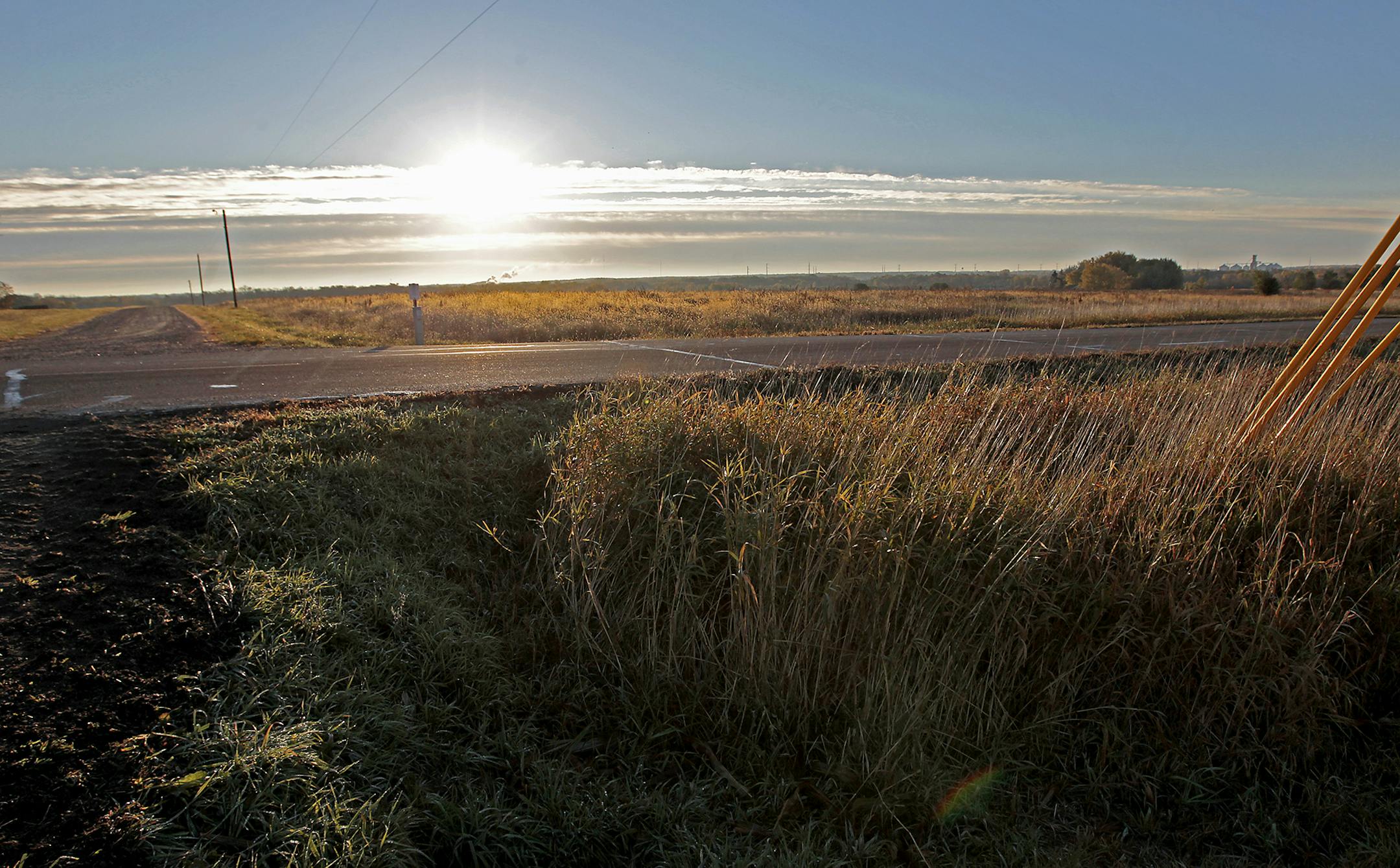 The sun rose above the ditch where Jacob Wetterling was last seen, Tuesday, October 14, 2014 in St. Joseph, MN. October 22 will mark the 25th anniversary of Jacob Wetterling's abduction. ] (ELIZABETH FLORES/STAR TRIBUNE) ELIZABETH FLORES &#x2022; eflores@startribune.com