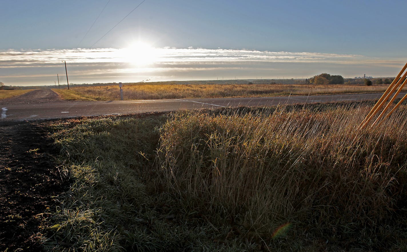 The sun rose above the ditch where Jacob Wetterling was last seen, Tuesday, October 14, 2014 in St. Joseph, MN. October 22 will mark the 25th anniversary of Jacob Wetterling's abduction. ] (ELIZABETH FLORES/STAR TRIBUNE) ELIZABETH FLORES &#x2022; eflores@startribune.com