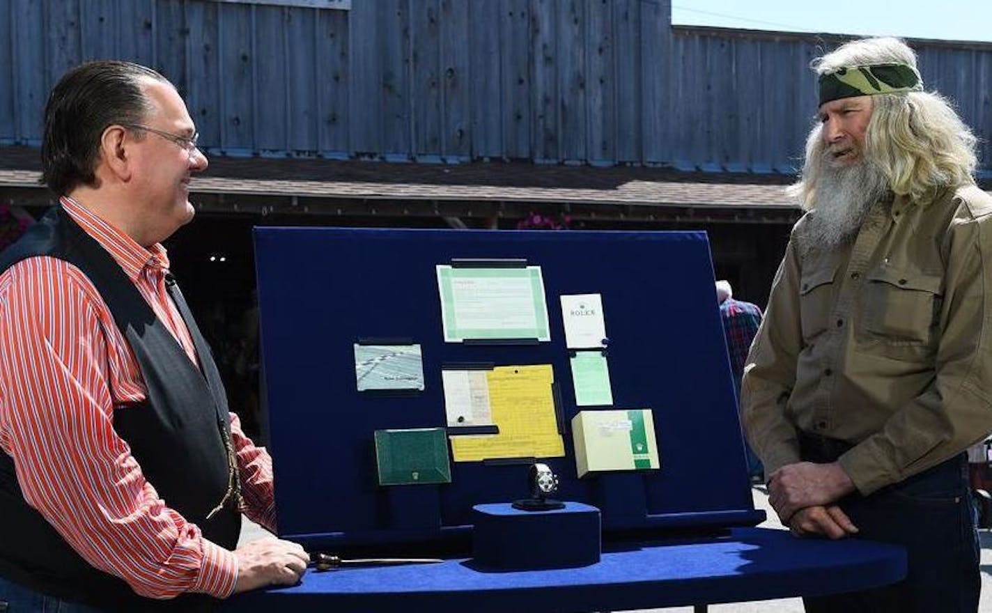 Appraiser Peter Planes, left, reviewed on "Antiques Roadshow" the special qualities of the Rolex watch owned by David.