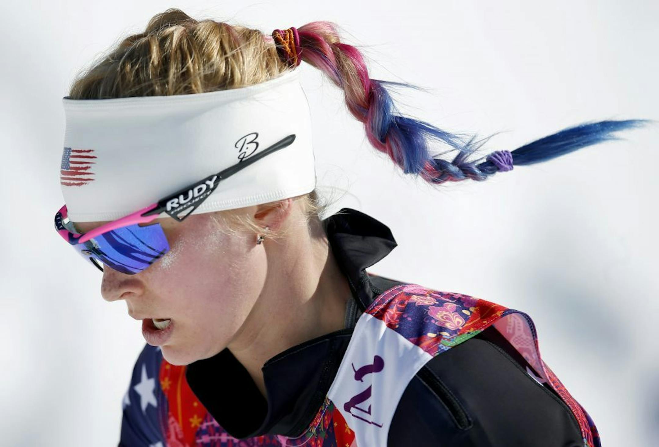 Jessie Diggins used a strong performance in the free portion of the women's skiathlon event to finish eighth in competition at the Laura Cross-Country Ski and Biathlon Center Saturday afternoon.