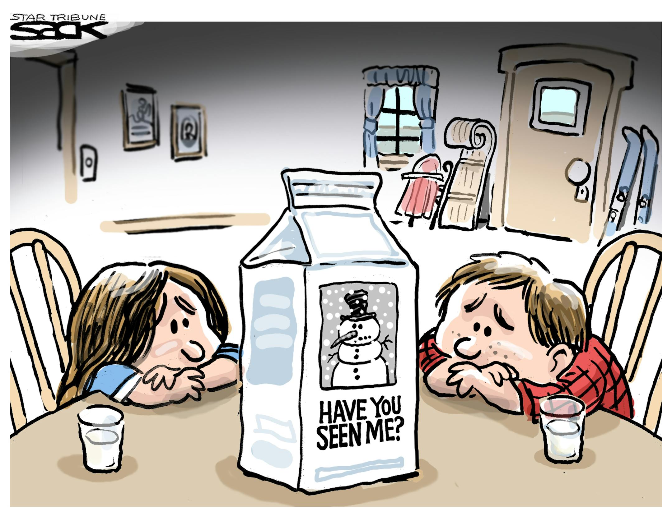 Steve Sack editorial cartoon for June 8, 2012. Topic: Minnesota's balmy winter.
