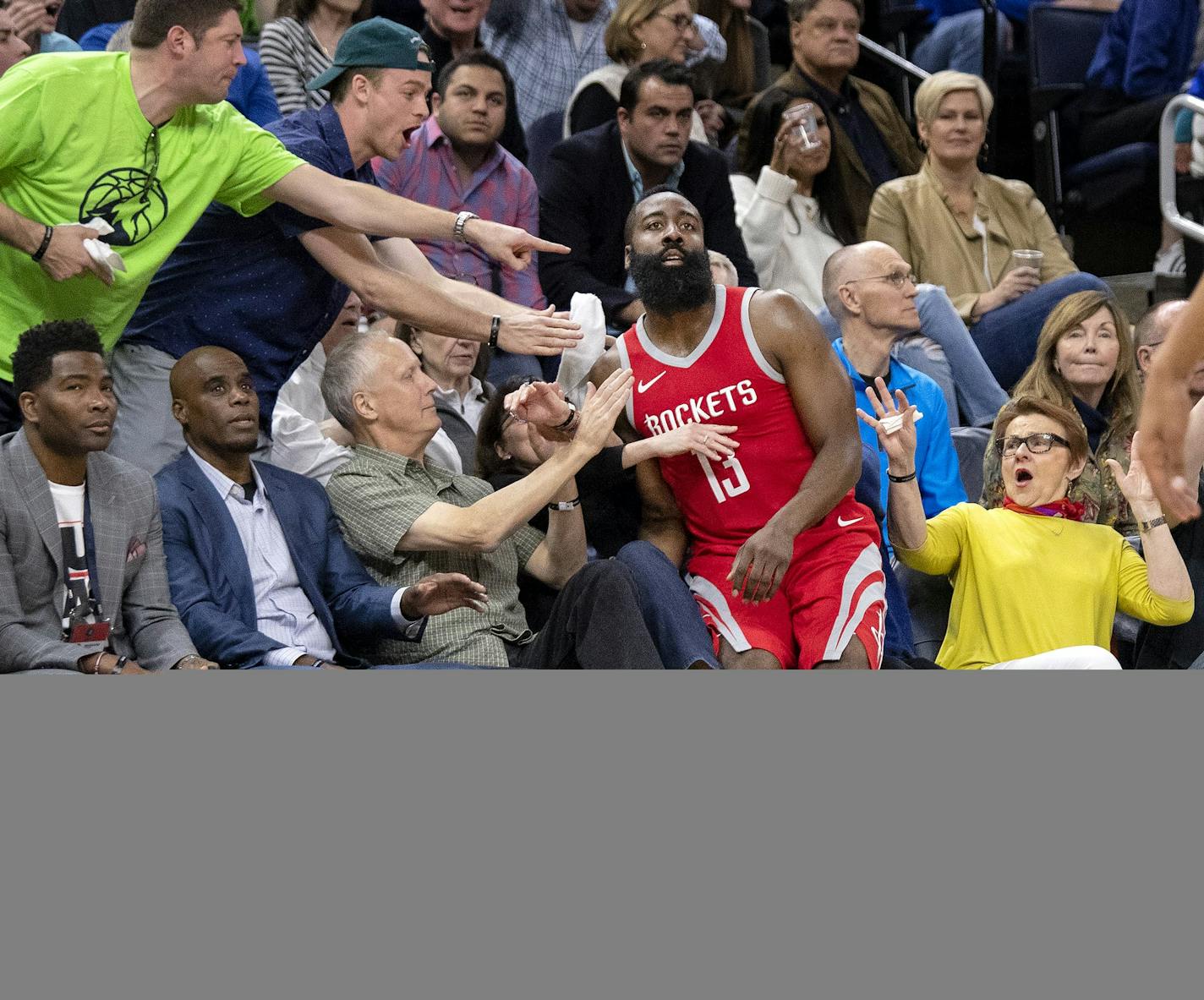 Wolves fans and players found reason to be in full swagger as Karl-Anthony Towns, left, and teammates slowed James Harden, above, and the Houston Rockets, owners of the NBA's best regular-season record.