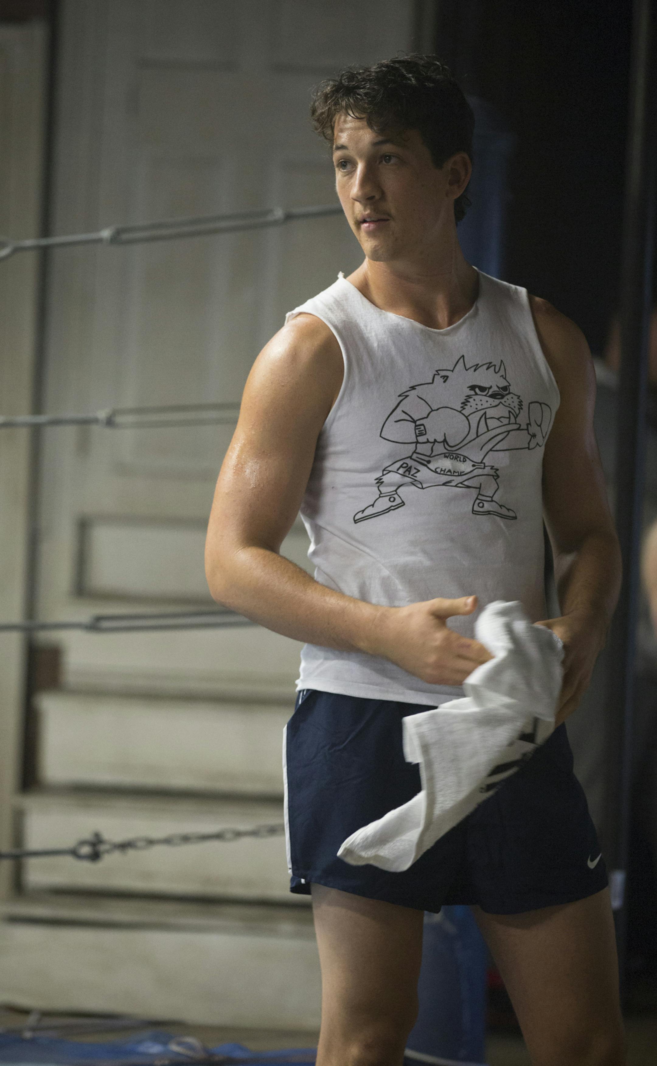 In this image released by Open Road Films, Miles Teller appears in a scene from the film, "Bleed For This." (Seacia Pavao/Open Road Films via AP)